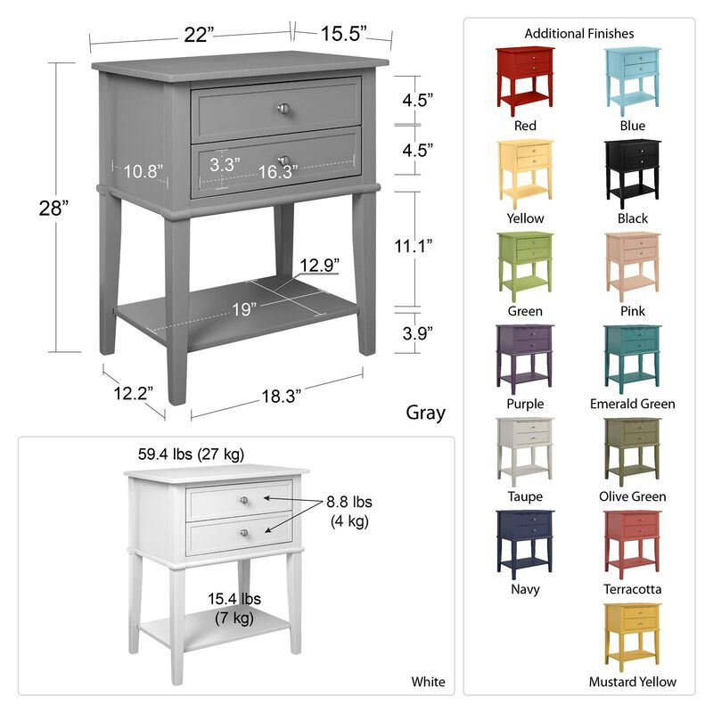 Ameriwood Home Franklin Accent Table with 2 Drawers