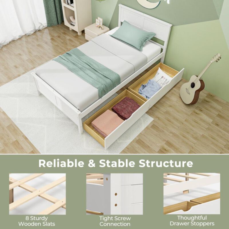 Hivvago Twin Size Bed Frame with Storage Drawers