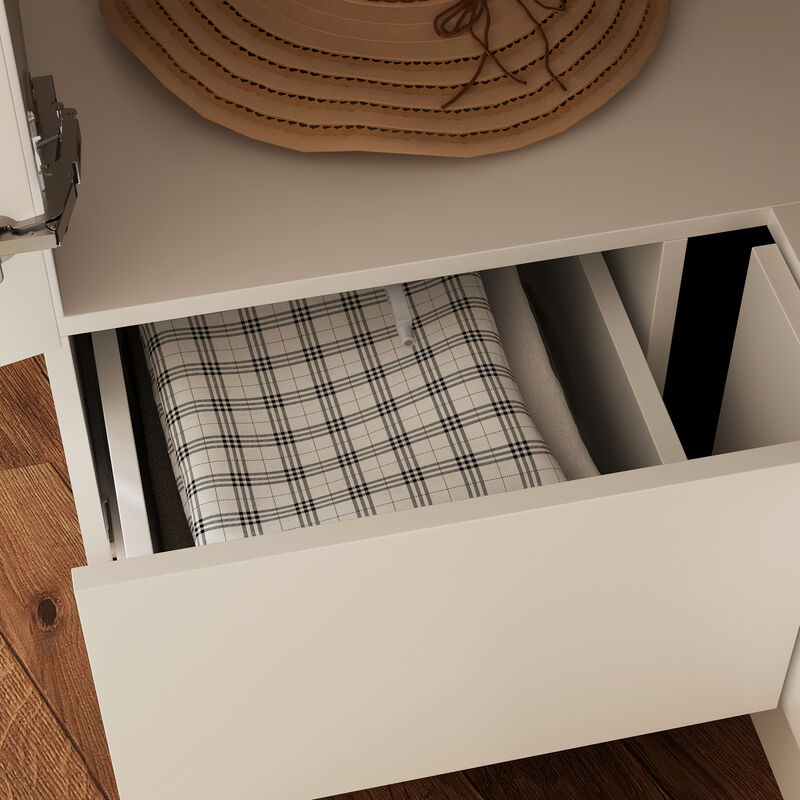 FUFU&GAGA Corner Wardrobe Closet with Adjustable Shelves and Drawers,(35.4" W x 35.4" D x 70.9" H), Dark Brown
