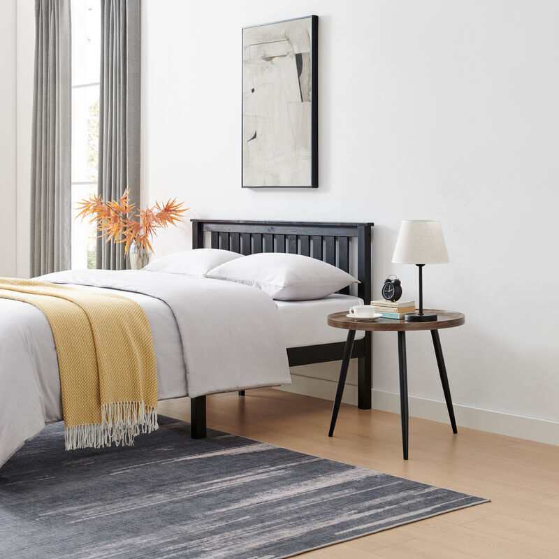 Paxton Raised Lip Edge Side Table with Modern Black Metal Taper Legs - Round
