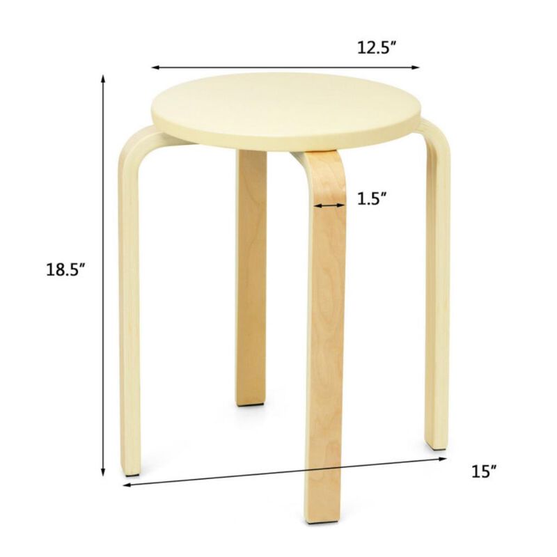 Hivvago 4-Pack Bentwood Stack Stools with PU Leather Round Top