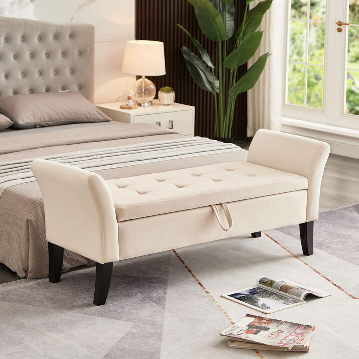 51.5" Bed Bench With Storage Velvet