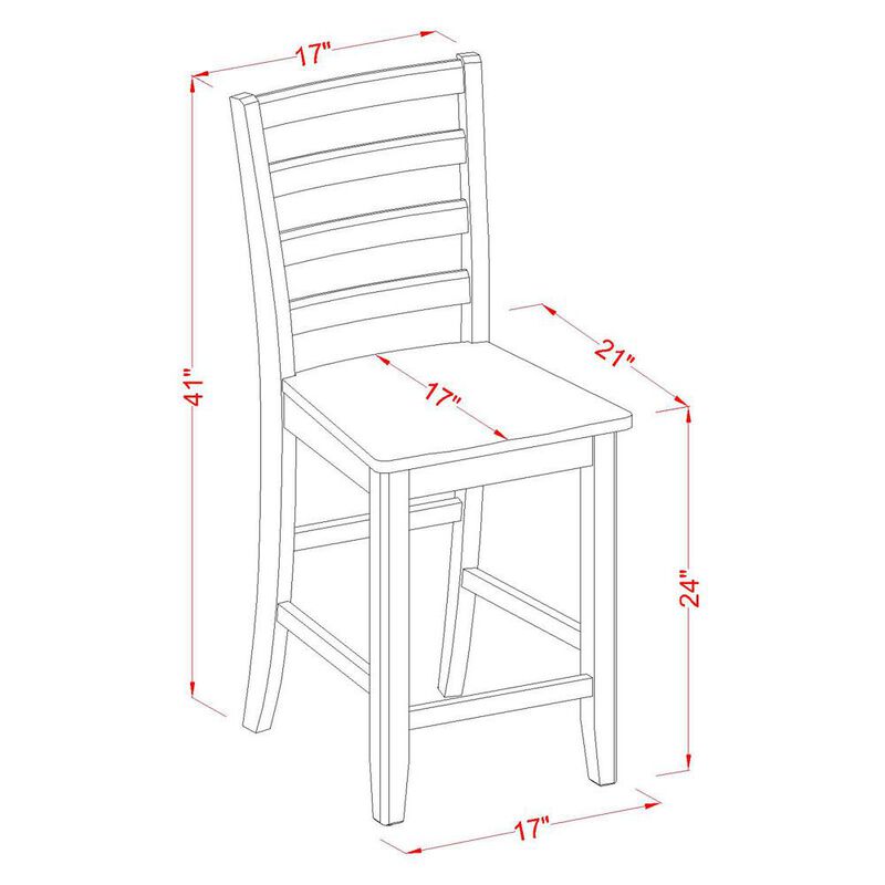 East West Furniture Fairwinds  Stool    Wood  Seat  with  lader  back,  Set  of  2