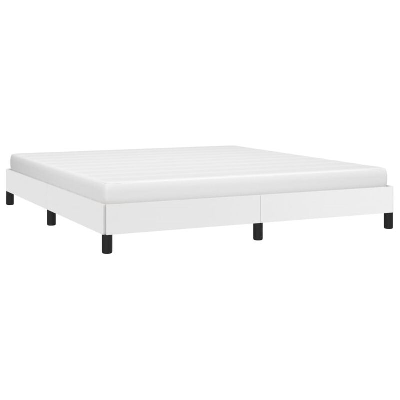 vidaXL Bed Frame White 76"x79.9" King Faux Leather