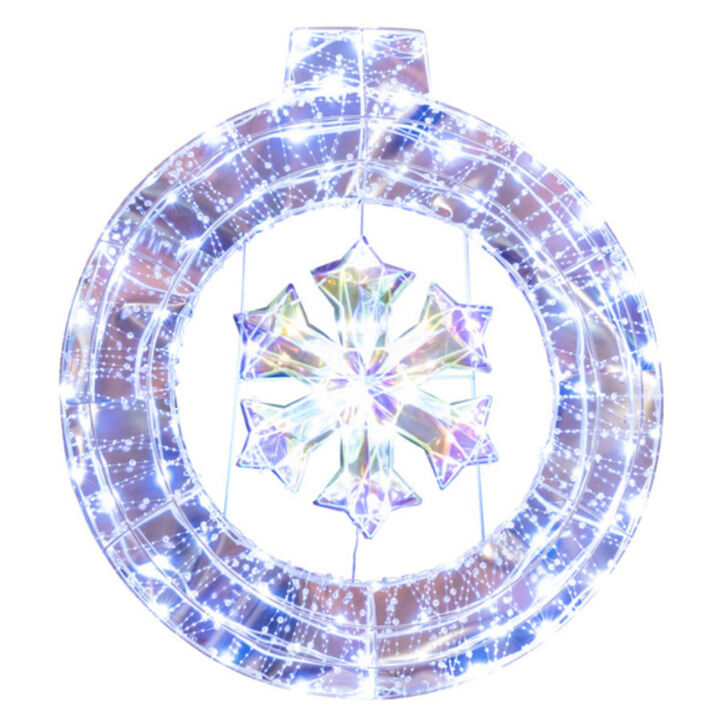 Snowflake Wreath with LED Lights for Christmas Front Door Decoration