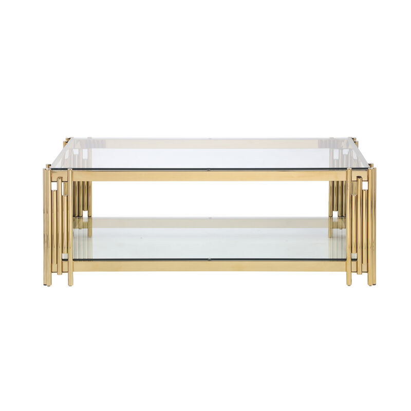 Golden Stainless Steel Double Layer Coffee Table