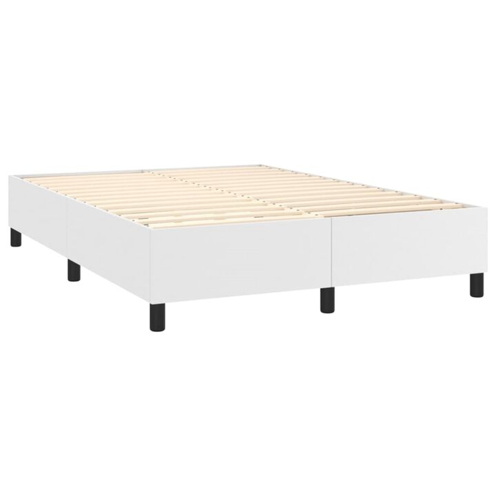 vidaXL Queen Box Spring Bed Frame - Comfortable Rest in Luxurious White Faux Leather - Durable Plywood & Engineered Wood Construction
