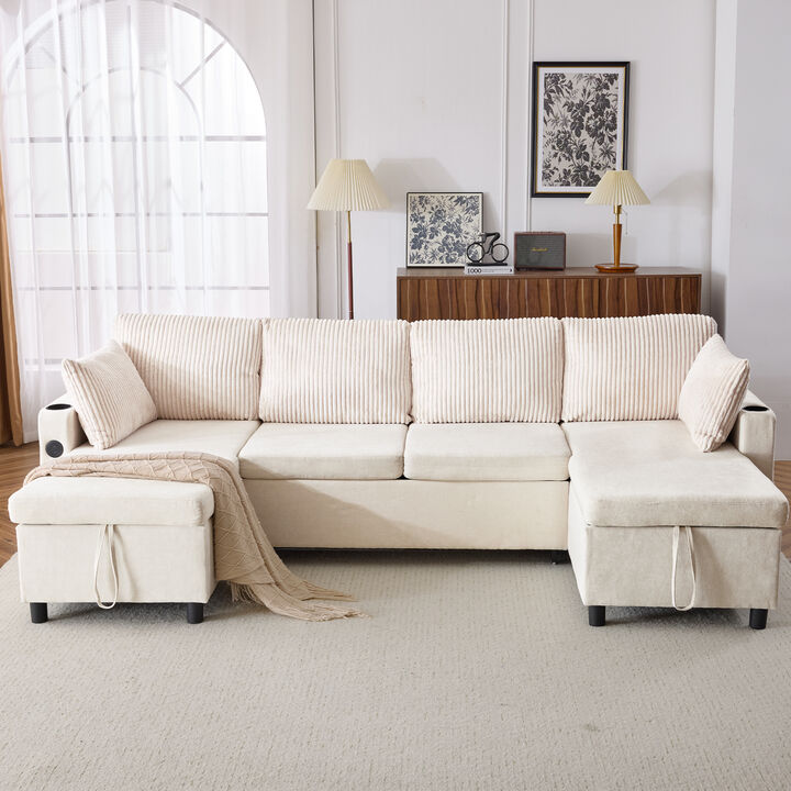 Merax Pull-out Sofa Bed with 2 Cup Holders
