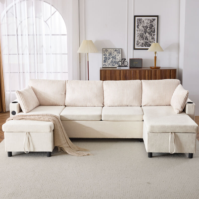 Merax Pull-out Sofa Bed with 2 Cup Holders