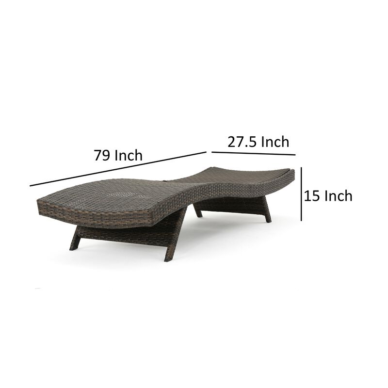 Mach Chaise Lounger, Mocha Brown Outdoor Rattan Wicker, Curved, 79 Inch