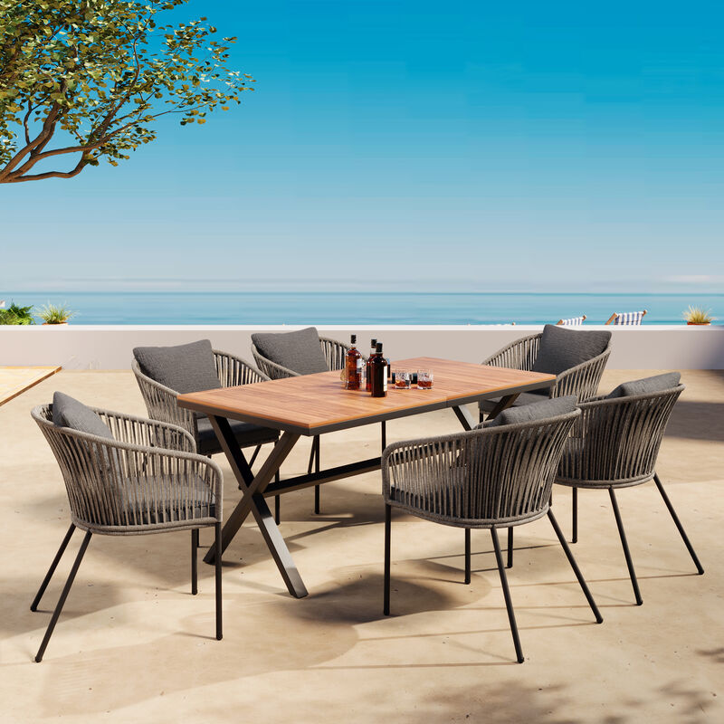 Merax All-Weather Outdoor 7 Pieces Patio Dining Set