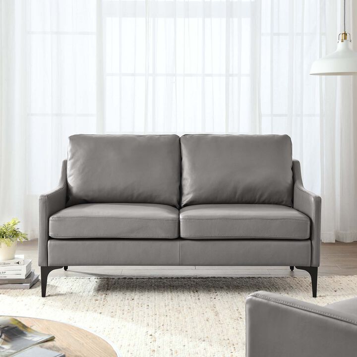 Corland Leather Loveseat Gray