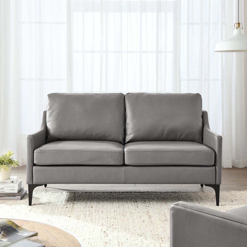 Corland Leather Loveseat Gray