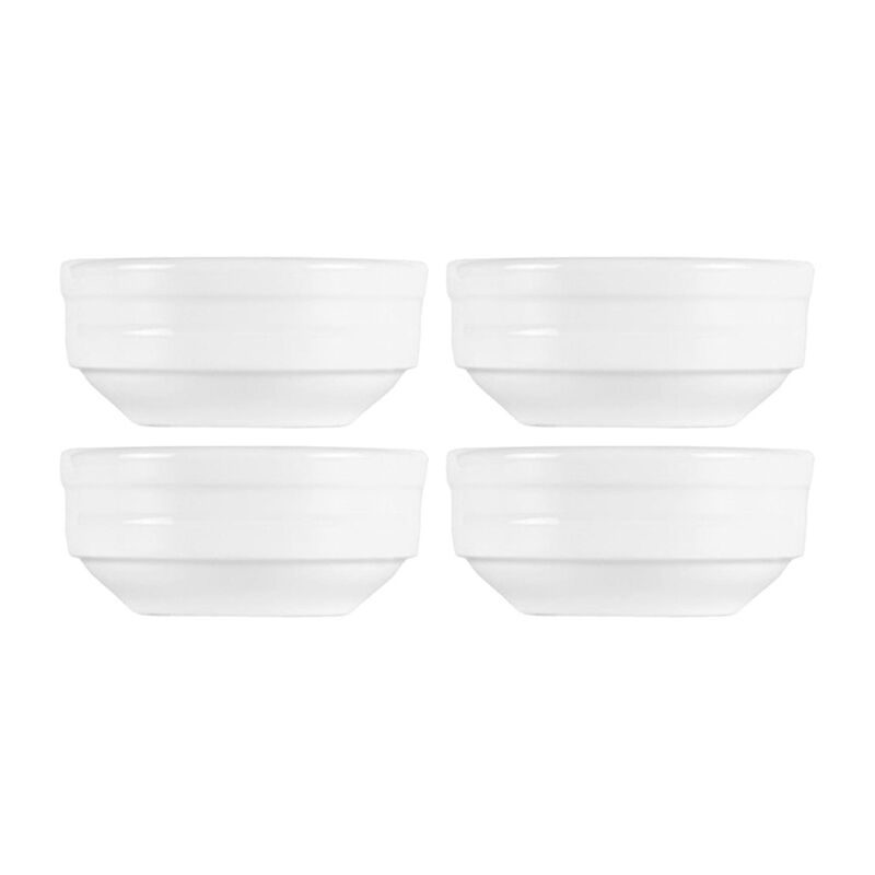 Porcelain Lizbon dia.3" h:1.25" 3 oz. Round White Porcelain Bowl (Set of 4)