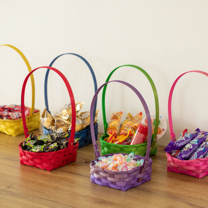 Wickerwise Set of 6 Decorative Baskets in Assorted Colors - Perfect for Easter Egg Hunts, Trick or Treat, Wedding Flower Girl Baskets, Halloween Parties, Christmas Decor, and Thanksgiving Decorations