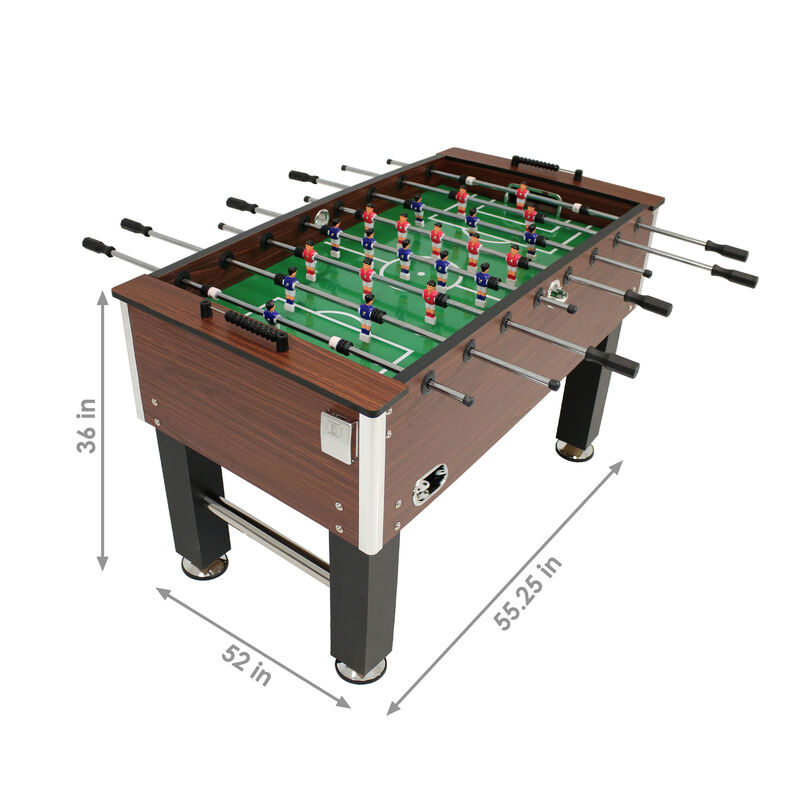 Sunnydaze 55 in Faux Wood Foosball Game Table with Folding Drink Holders