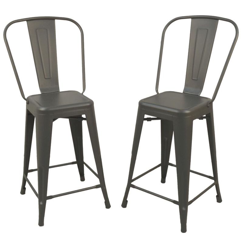 Carolina Living Adeline 24 Counter Stool - Set of 2 - Rustic Pewter