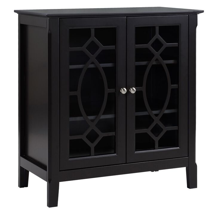 Espresso Dining Storage: Display Cabinet with Glass Doors