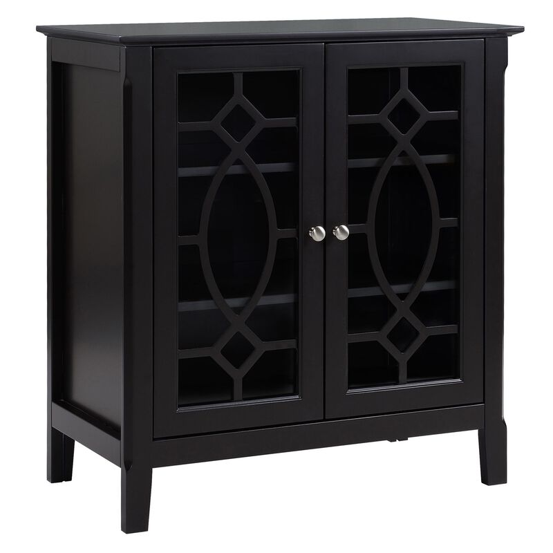 Espresso Dining Storage: Display Cabinet with Glass Doors