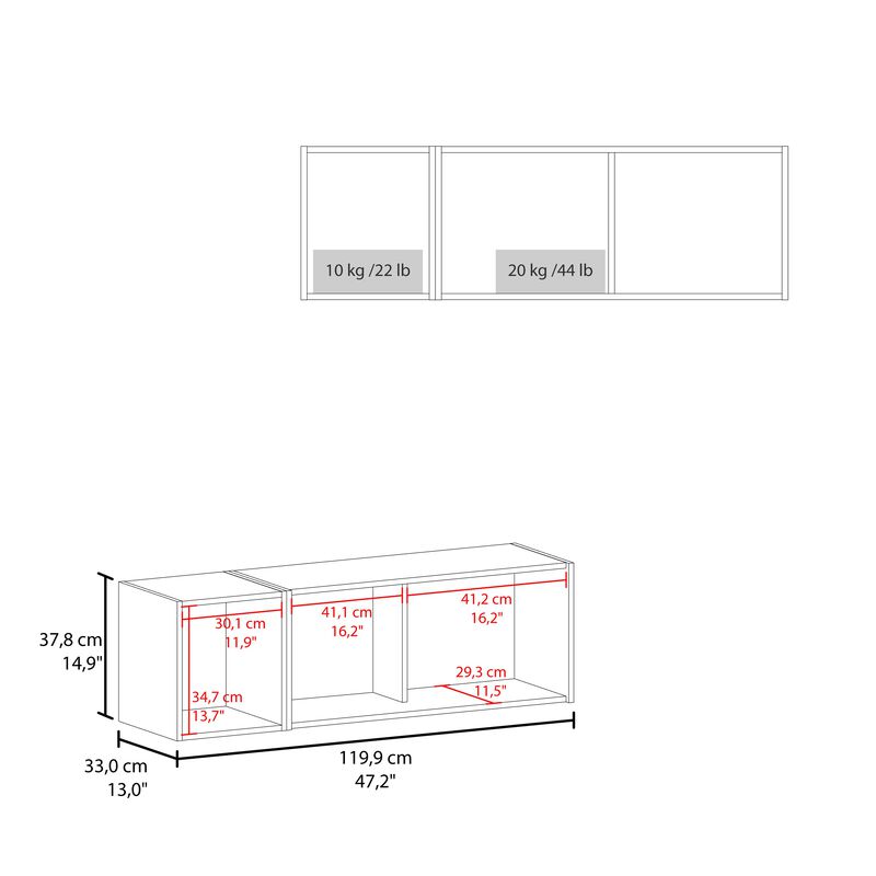 Rockwood Wall Shelf 14.9" H, with 1 Door and 3 Shelves, Smokey Gray
