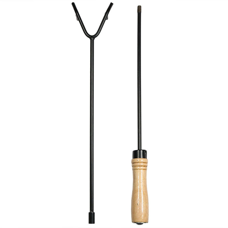 Sunnydaze 32 in Steel Outdoor Fire Pit Poker with Hook and Wooden Handle