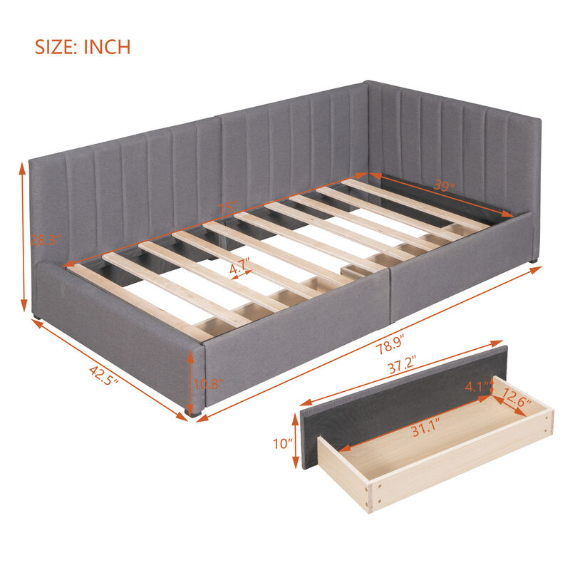 Upholstered Daybed with 2 Storage Drawers