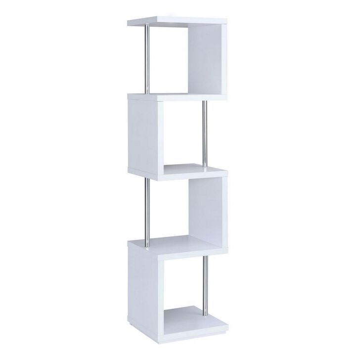 Modern Four Tier Wood And Metal  Bookcase