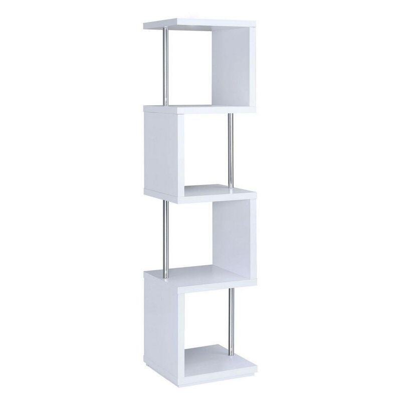Modern Four Tier Wood And Metal  Bookcase