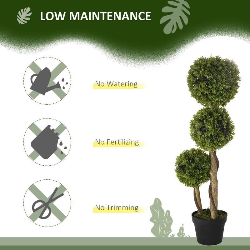 35.5" Faux Boxwood Topiary: Triple Sphere, Light Green