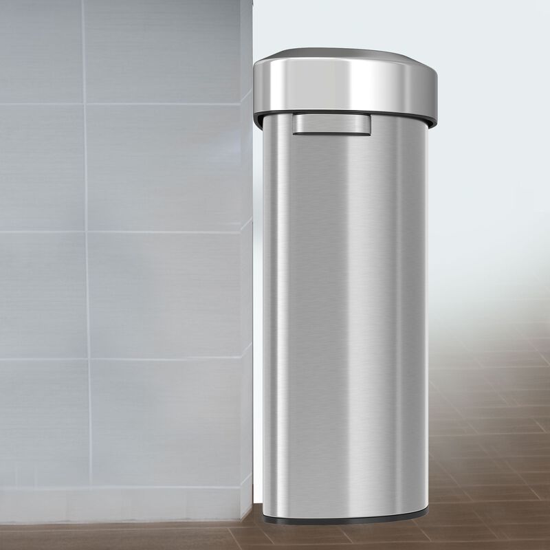 iTouchless 23 Gallon / 87 Liter Semi-Round Open Top Trash Can