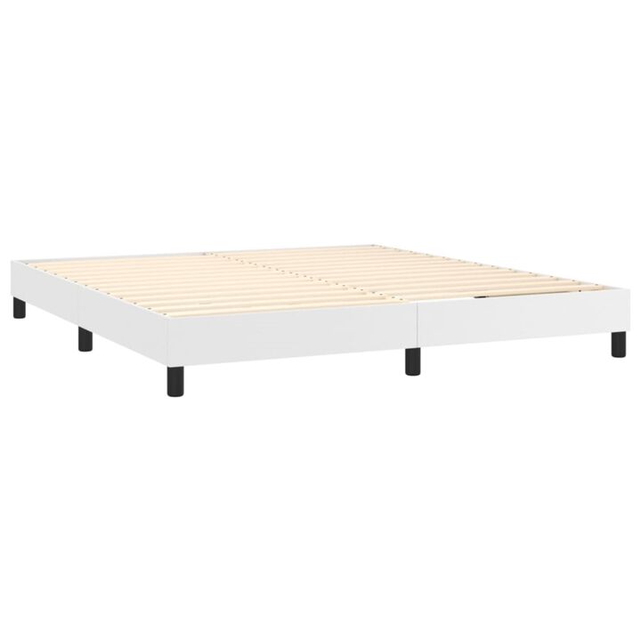 vidaXL Box Spring Bed Frame White 76"x79.9" King Faux Leather