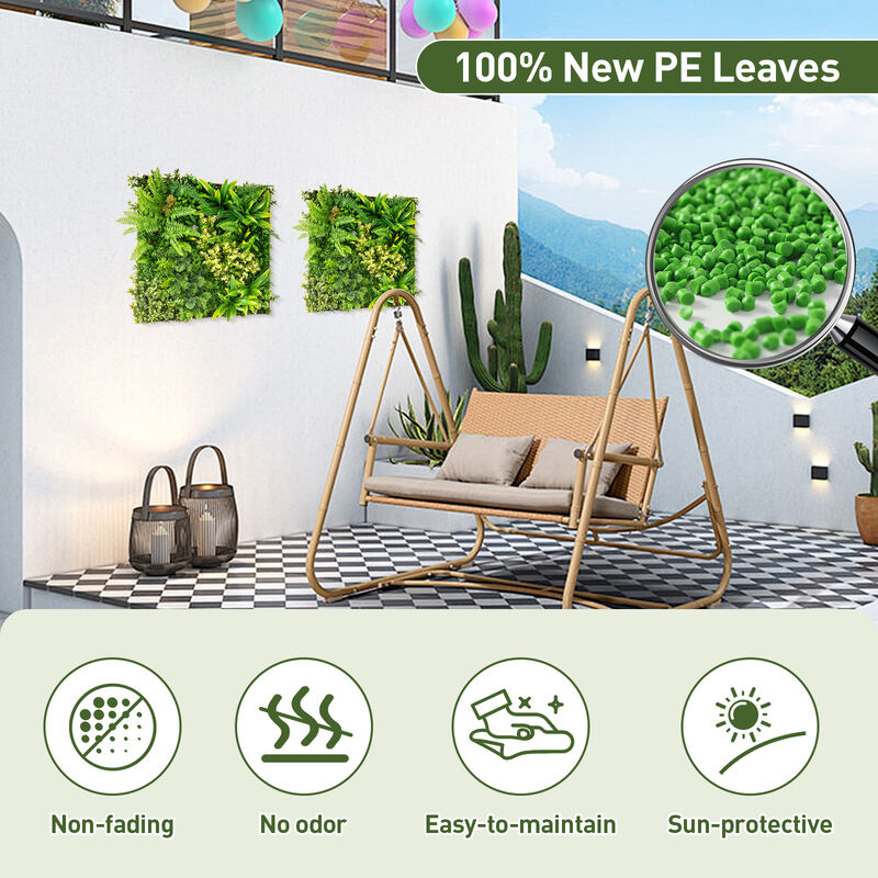 20" x 20" 3D Hanging Greenery Hedge with 11 Mixed Faux Plants for Indoor and Outdoor Decor