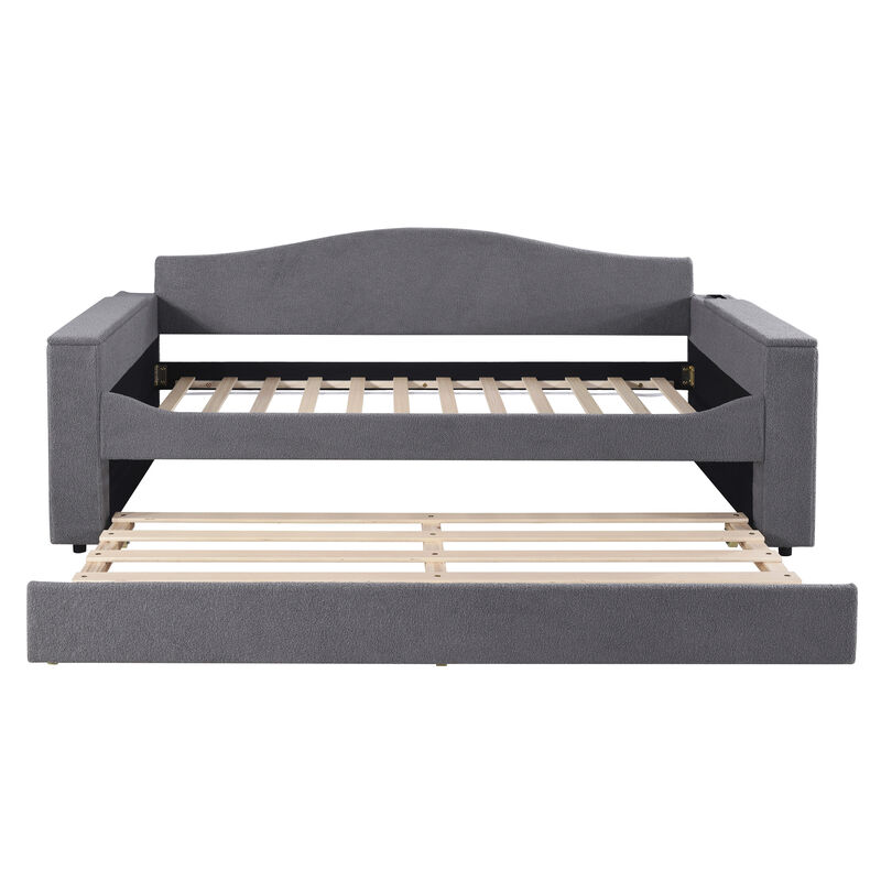 Merax Upholstered Daybed with Storage Armrests