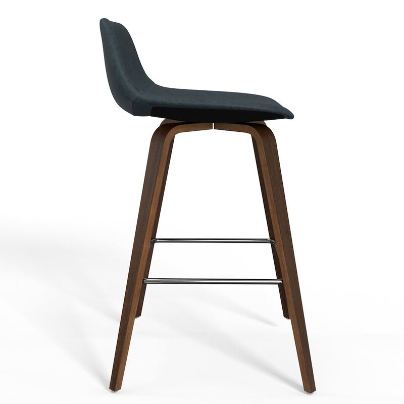 Simpli Home Counter Height Stool (Set Of 2) In Distressed Blue Vegan Faux Leather