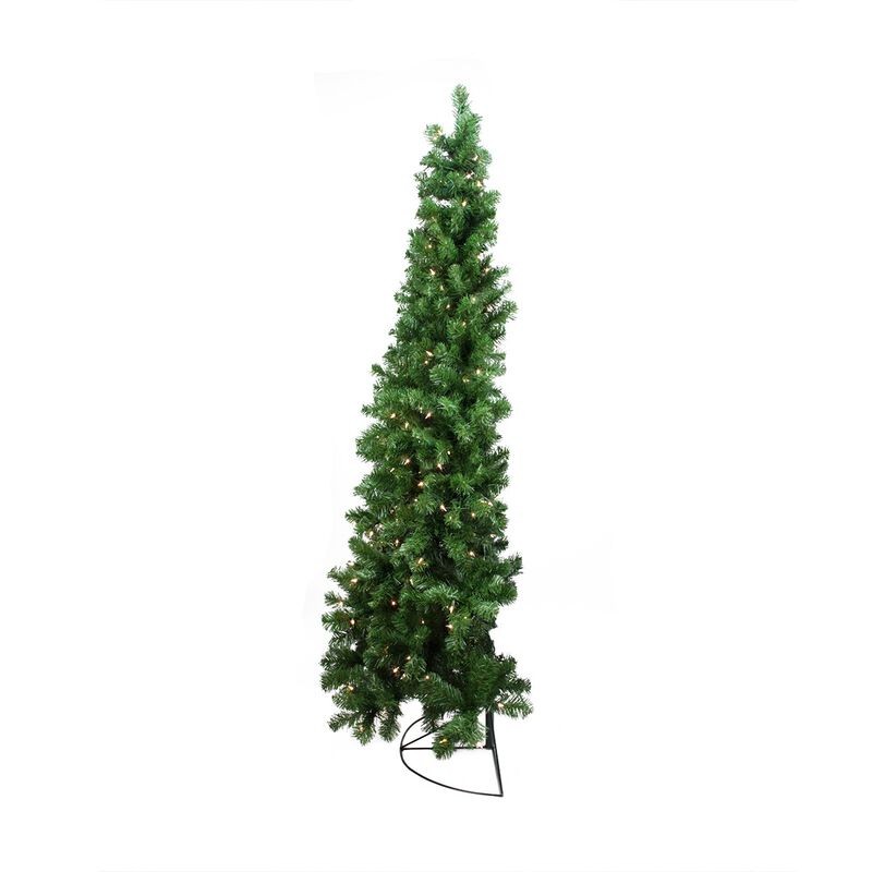 6' Pre-Lit Pine Artificial Wall Christmas Tree  Clear Lights