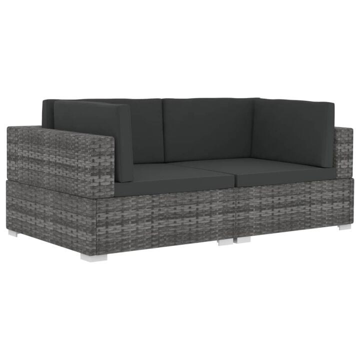 vidaXL 2 Piece Garden Sofa Set with Cushions Poly Rattan Gray