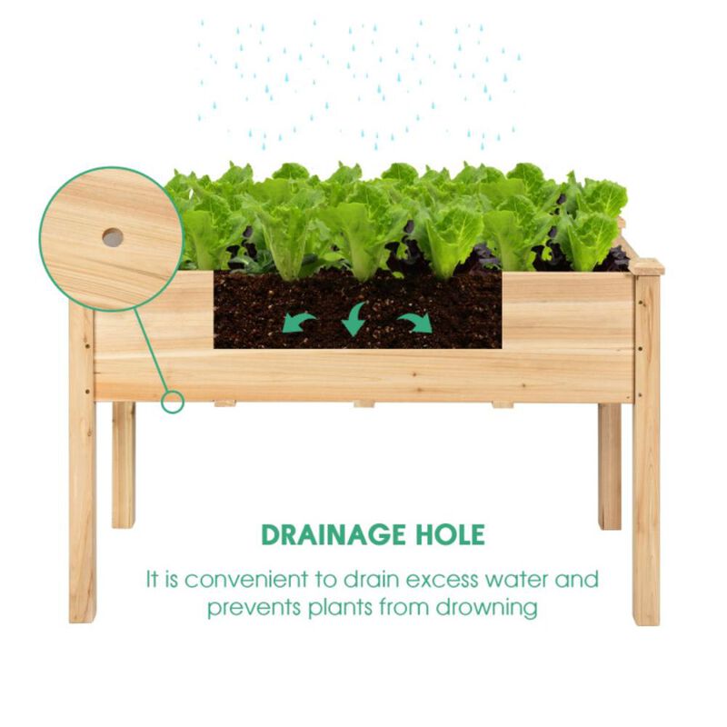 Hivvago Wooden Raised Vegetable Garden Bed Elevated Grow Vegetable Planter