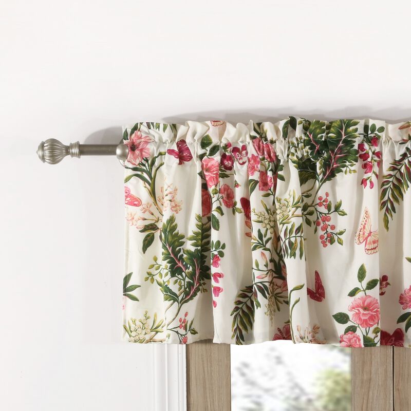Greenland Home Fashion Butterflies High Quality Ready Made Polyester Fabric Window Curtain Valance - Multi 84x14"
