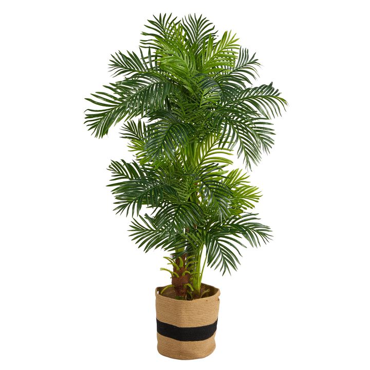 Hivvago 6 Feet Hawaii Artificial Palm Tree in Handmade Natural Cotton Planter