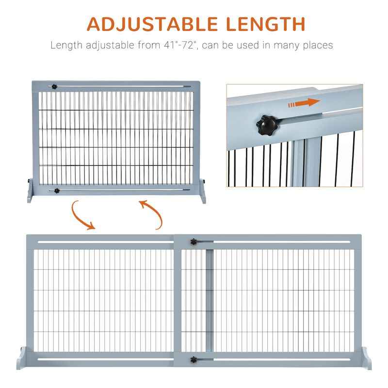 Blue Gray Pet Barrier: 72"W x 27.25"H Freestanding Adjustable Gate