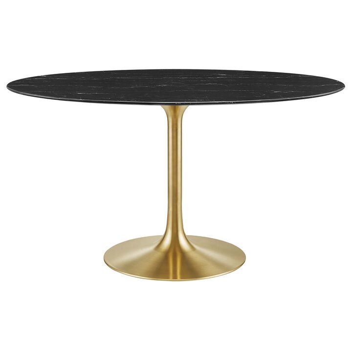 Modway - Lippa 54" Oval Artificial Marble Dining Table Gold Black