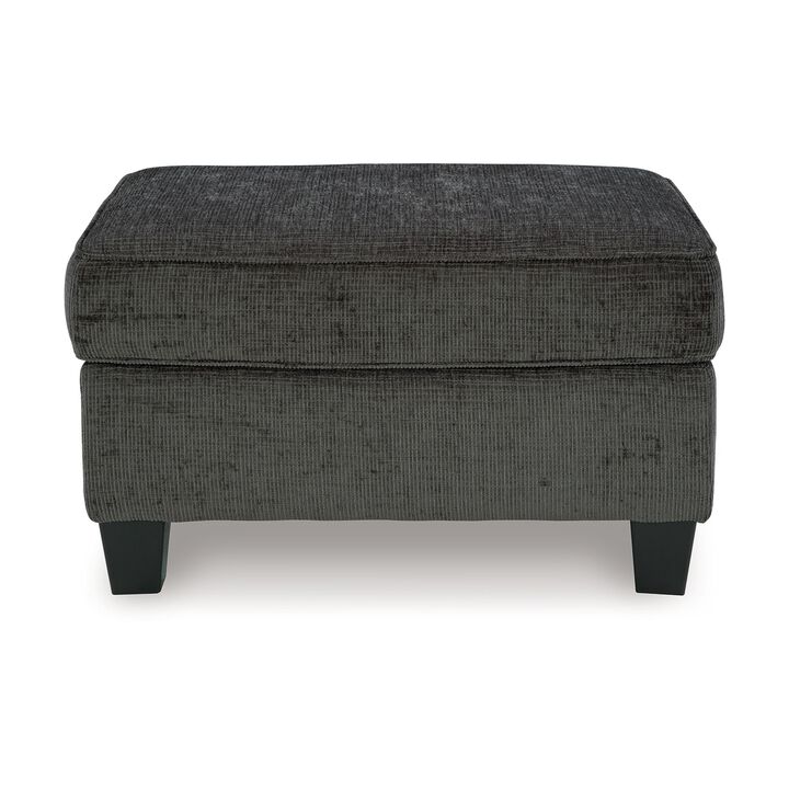 Erin Ottoman with Corner Block Frame, 33 Inch Dark Gray Polyester - Benzara