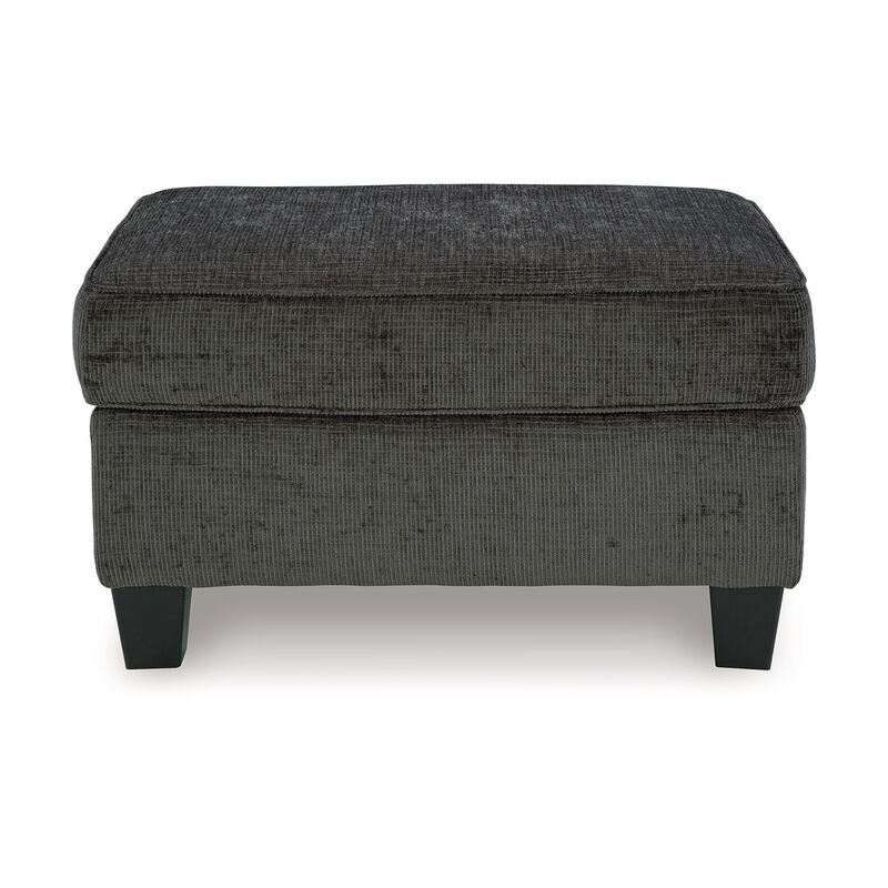Erin Ottoman with Corner Block Frame, 33 Inch Dark Gray Polyester - Benzara