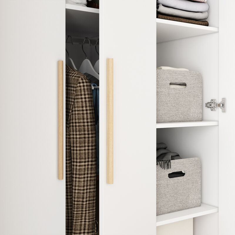 FUFU&GAGA Contemporary 3-Door Wardrobe with Hanging Rod and Deep Storage Compartments - White, Moisture-Proof Base, Easy to Clean (47.2" W x 18.9" D x 70" H) ,White