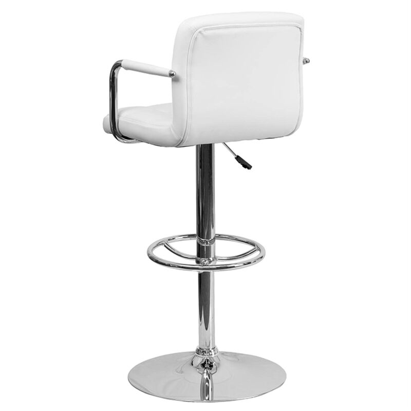 Flash Furniture Vinyl Adjustable Height Barstool, 1 Pack, White