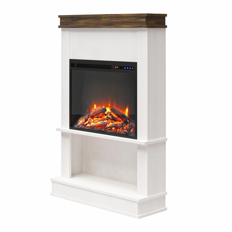 Ameriwood Home Mateo Electric Fireplace Space Heater with Mantel and Open Shelf