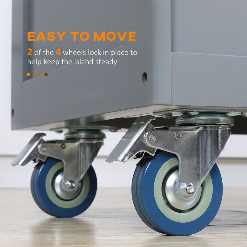 Dark Gray Kitchen Helper: Utility Cart with Drop-Leaf & Rubber Wood Top