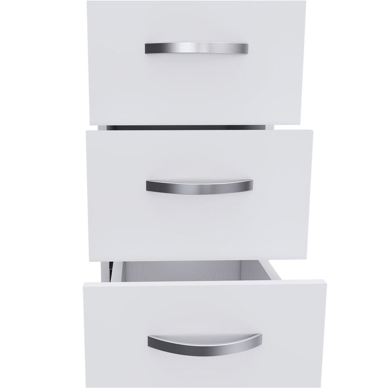 DEPOT E-SHOP Magna Linen Cabinet, Three Shelves, Four Drawers, White