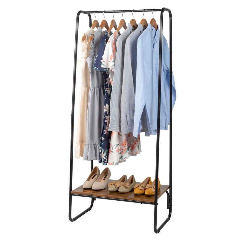 Freestanding Clothes Rack with Shelf, Adjustable Garment Rack for Clothing Storage
