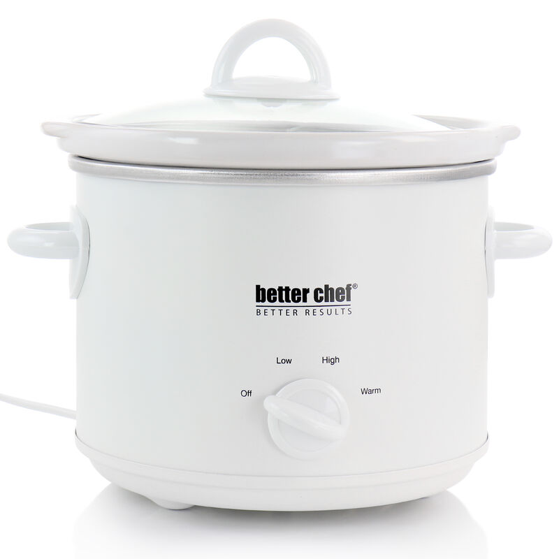 Better Chef 3 Quart Round Slow Cooker with Removable Stoneware Crock in White